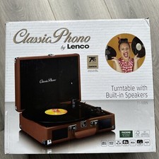 CLASSIC PHONO BY LENCO TURNTABLE WITH SPEAKERS TT-10BN suitcase 