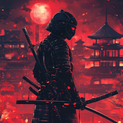 Wandtattoo Aufkleber Samurai Cyberpunk Wandaufkleber