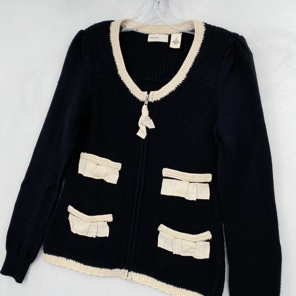 Cárdigan suéter Anthropologie Sleeping On Snow lana cremallera completa para mujer azul medio Foto 3 de 4