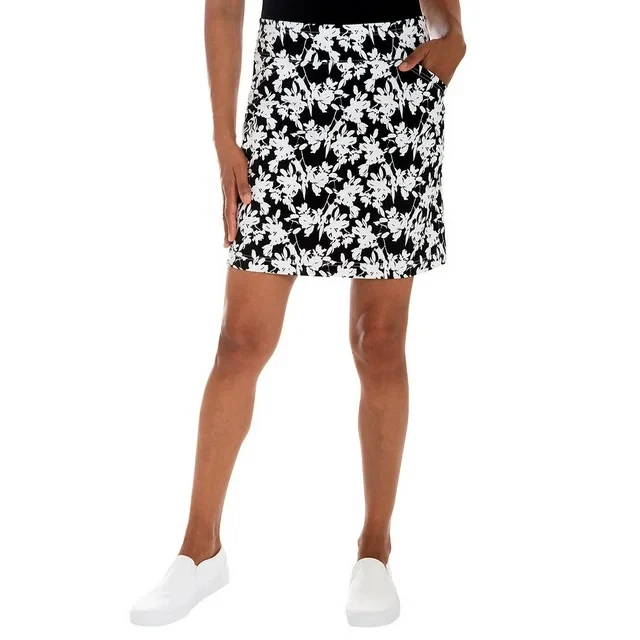 Mario Serrani Women Tummy Control Comfort Stretch Skort Black White M