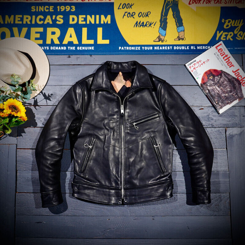 Men's Biker Jacket Retro Short Punk Horsehide Geniune