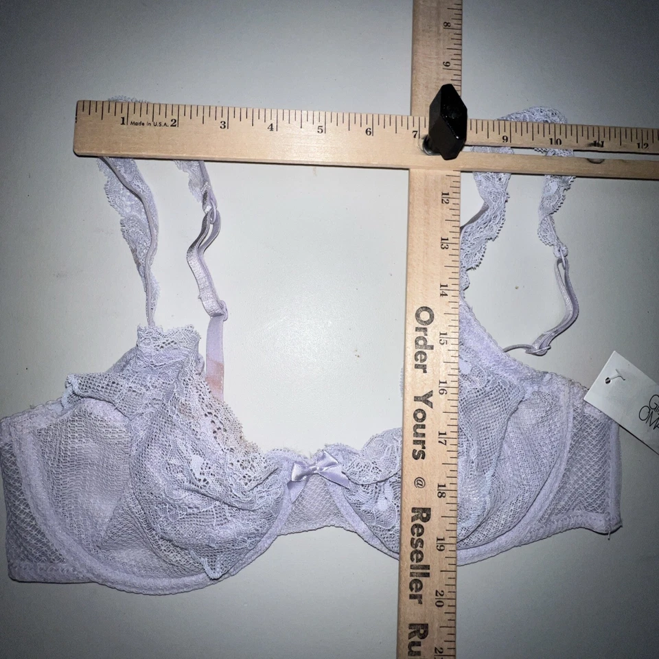 Sutiã Gilligan & O'Malley 36B renda roxa sem fio fecho ajustável traseiro NOVO COM ETIQUETAS - Imagem 2 de 4
