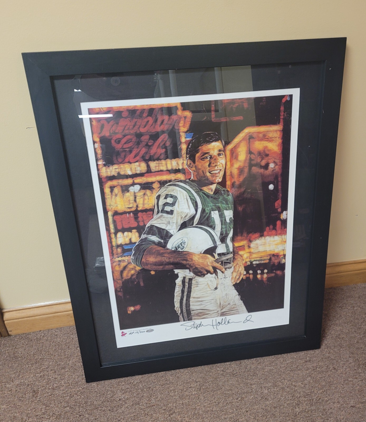 Joe Namath Autographed Signed New York Jets "BROADWAY JOE" Stephen Holland NY Jets Lithograph 1997 