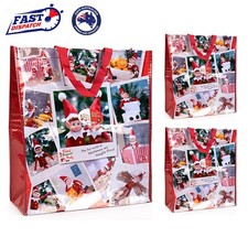 Christmas Tote Bags With Handles PP Woven Foldable Reusable Shopping Bags Elf AU