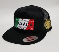 OAXACA PLACA MEXICO SOMBRERO MALLA CAMIONERO NEGRO A PRESIÓN TRASERO AJUSTABLE NUEVO 2 LOGOTIPOS