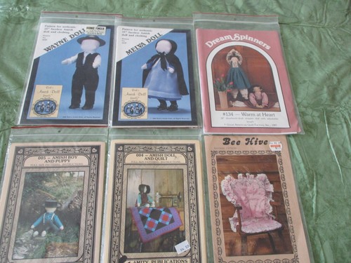 Menge (6) NEUE Puppenherstellung Muster Amish, Traum Spinner, Vintage 1980er