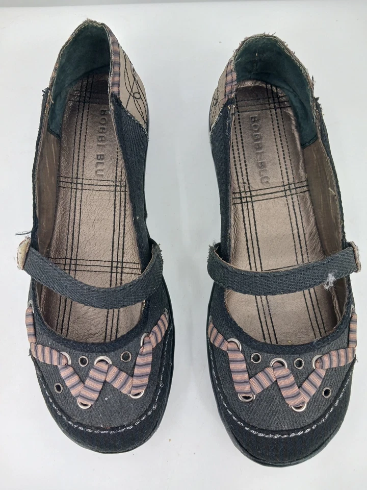 Bobbi Blu Women Shoes 6.5 Black Loafer Flat Slip On Fabric Albany Straps - Изображение 4 из 4