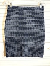 Banana Republic Size 4 Geometric Stretch Blue Black Knit Pencil Skirt Women New