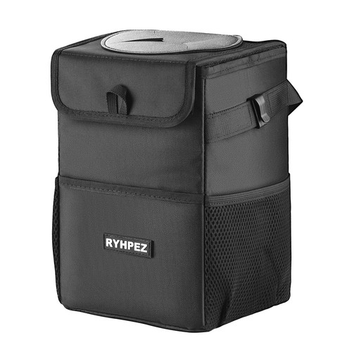 Car Trash Can with Lid - Car Trash Bag Hanging with Storage Pockets Collapsib... - Picture 8 of 8