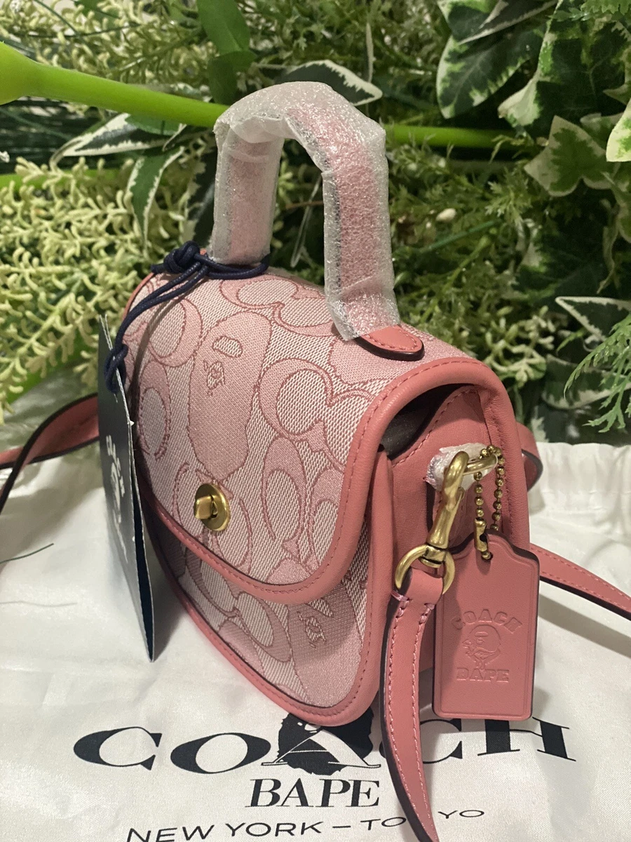 BAPE X COACH MINI TOP HANDLE SADDLE PINK NEW MINI BAG