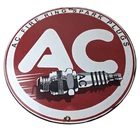 Vintage AC Spark Plugs Sign - Mechanic Automotive Garage Shop Gas Pump Sign