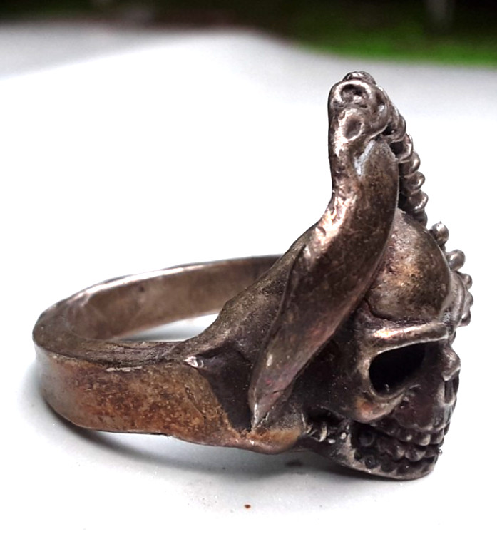 Death Reaper Custom Skull Solid Silver Harley Rin… - image 3