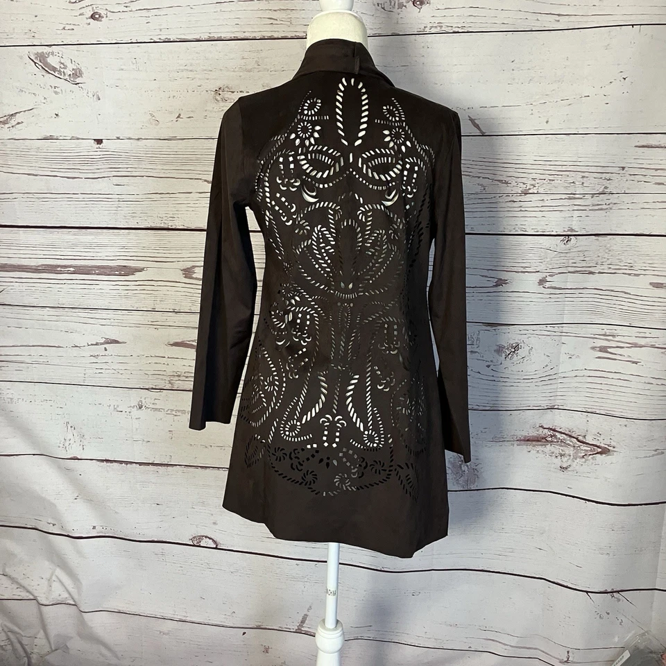 Soft Surroundings Jacket Womens Size Small Burnt Hickory Robin Suede Boho - Image 3 of 4