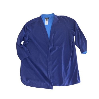 Susan Graver Everyday Blue Liquid Knit Open Front Cardigan Sweater 2X Capsule