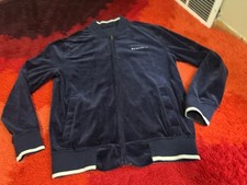 Vintage Y2K Navy Blue Sean John Velour Lounge Jacket Zip Up Large