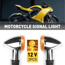 Chrome Motorcycle Bullet Amber Blinker Running Turn Signals Tail Rear Light