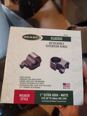 Weaver Scope Rings 1'' Extra High Matte Weaver Style - 48449 - NEW