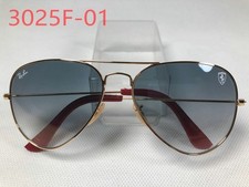New  Ray-Ban RB3025F Aviator Pilot Sunglasses Gold Frame Gradient Blue Lens 58mm