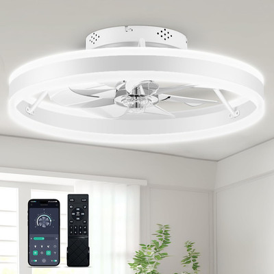 Modern 20  Ceiling Fan with Lights, Remote, 6 Speeds, Dimmable LED, Quiet