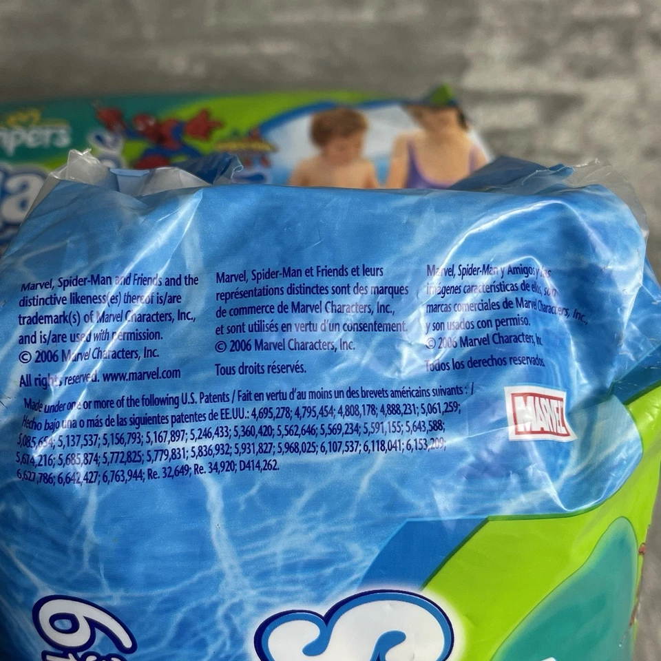 Pantalones de natación Pampers Splashers Spider-Man & Friends 2006 nuevos de colección talla 6 (2) paquete de 10 Foto 4 de 4
