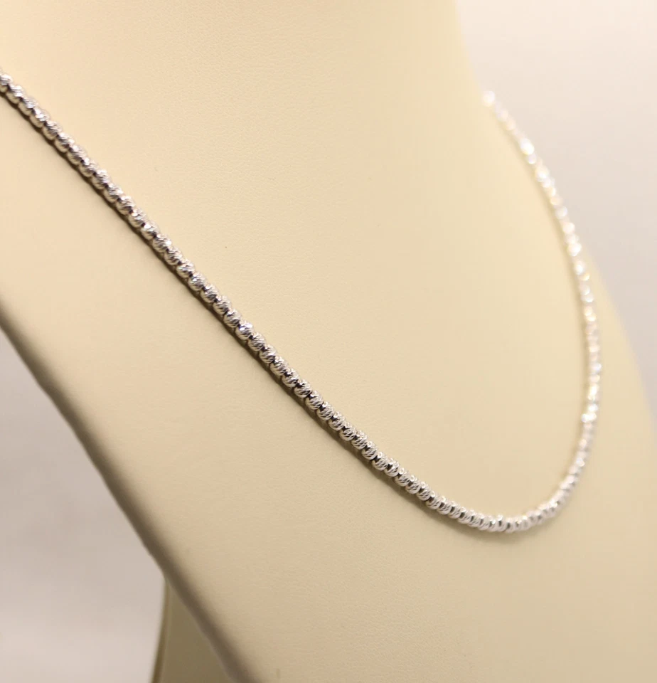 COLLANA SFERE MILLELUCI INCISE  MM 3 DONNA ARGENTO RODIATO  CM 40-45  EXPLOIT - Immagine 4 di 4