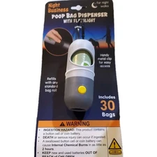 Poop Bag Dispenser With Flashlight  Includes 30 Bags