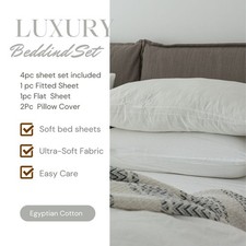 Super Soft US-All Size 6PC Sheet Set Egyptian Cotton 1200TC White Solid