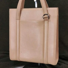 Auth Cartier Cabochon Leather Tote Bag Light Beige Vintage France