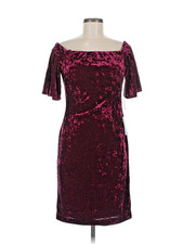 NWT Women's Plush Velvet Dress 8 Burgundy Bare Shoulder Party Elegant Eliza J