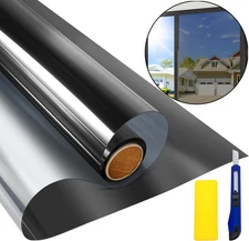 One Way Mirror Tint Window Film Privacy Protect UV Reflective Sun Block Home Use