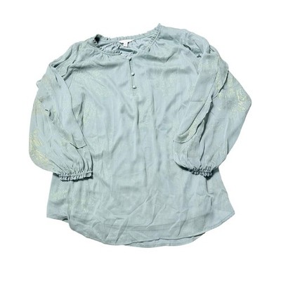 Lauren Conrad Plus Size 2X Mint Green Metallic Floral Boho Peasant Blouse Tunic