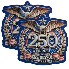 2 Pack Set - America 250 Us Flag 1776-2026 4 Inch Vinyl Sticker Decal Set Lot