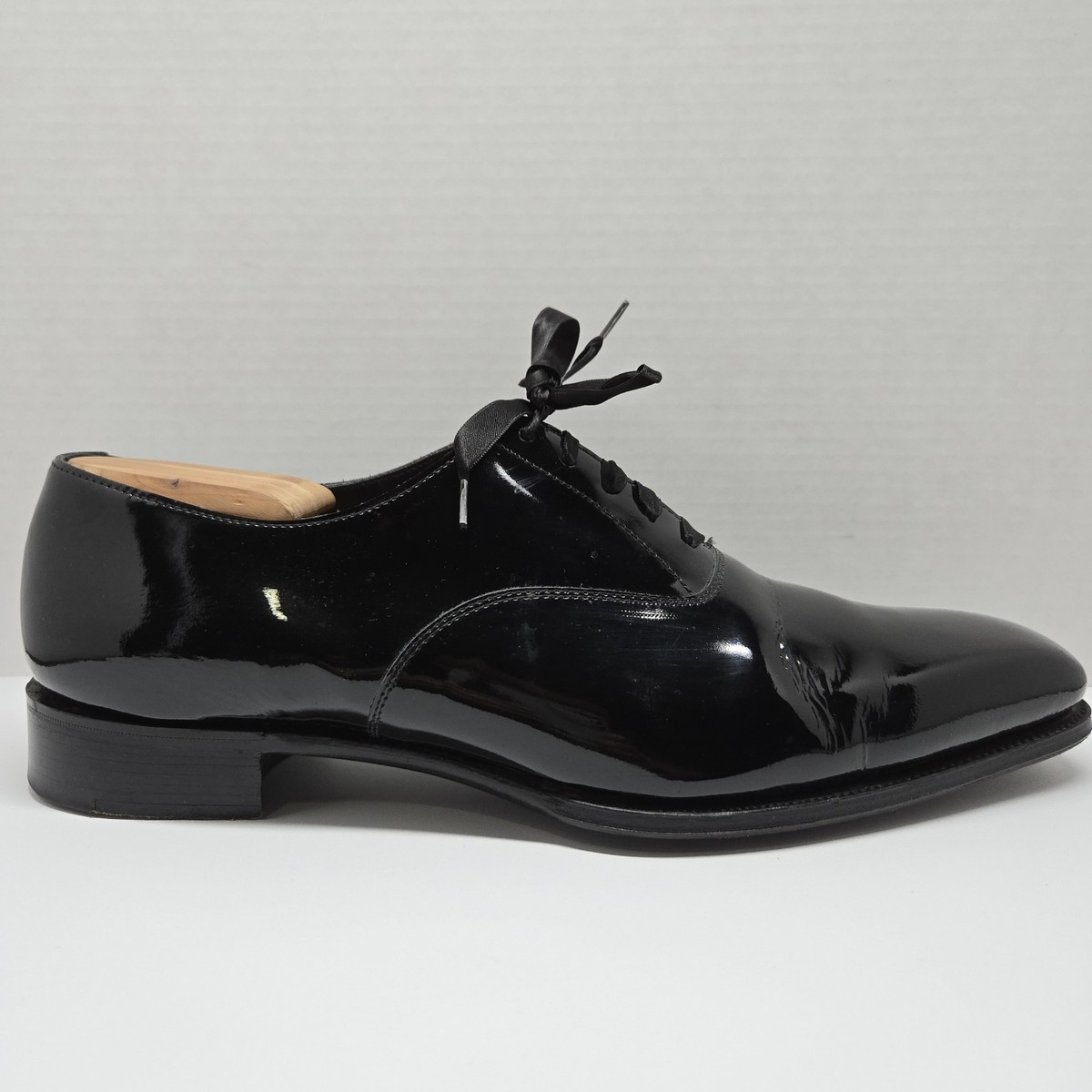 George Cleverly Bespoke Wingtip Derby Shoes Black Leather Mens 11.5 N London George Cleverley London, black Henry pebbled leather brogue  main image 3