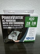 New Tripp Lite 400W AC Power Inverter USB Charging 2 Outlets 2 USB Ports Silver