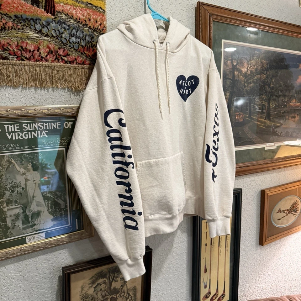 NWOT Sold Out Ascot And Hart California Texas Designer Cream Hoodie Size Medium - Image 3 of 4