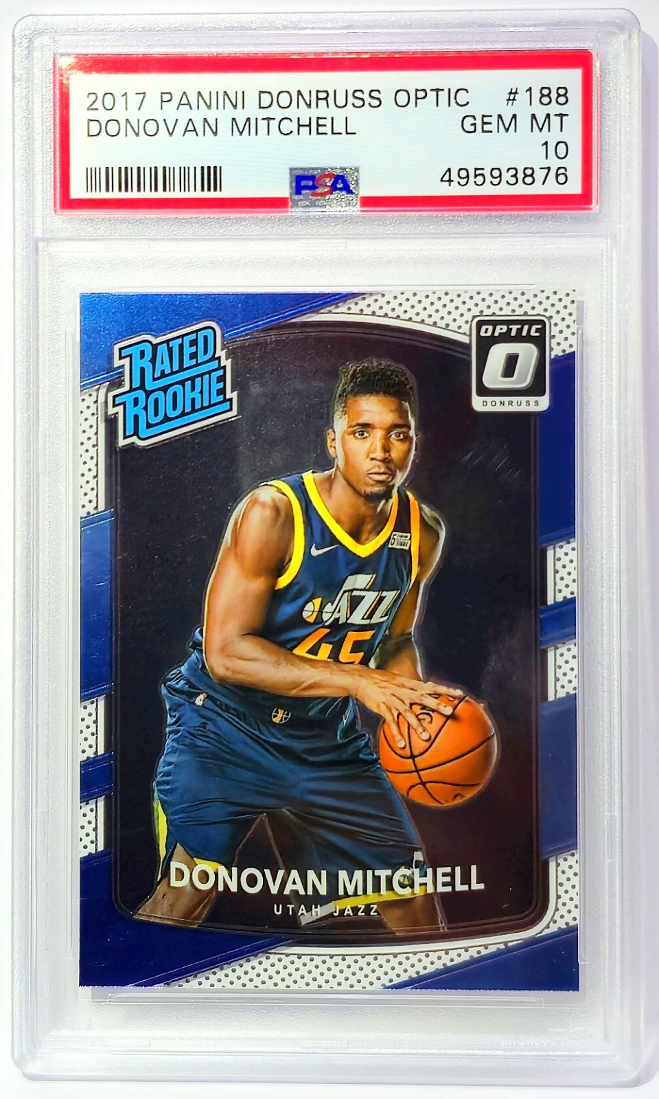 2017 Panini Donruss Optic Donovan Mitchell Rated Rookie #188 PSA 10 Jazz