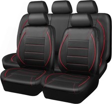 Inside Zipper Design Car Seat Cover Set - Universal Faux Leather In Black Red Inside Zipper Design Car Seat Cover Set - Universal Faux Leather In Black Red