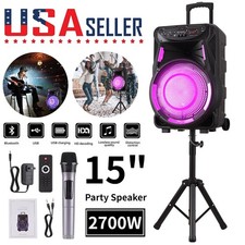 15  2700W Portable Bluetooth Speaker Subwoofer Deep Bass Party DJ with Stand