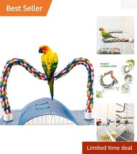 Multicolor Flexible Bird Rope Perch for Cage - Ideal for Parakeets Cockatiels
