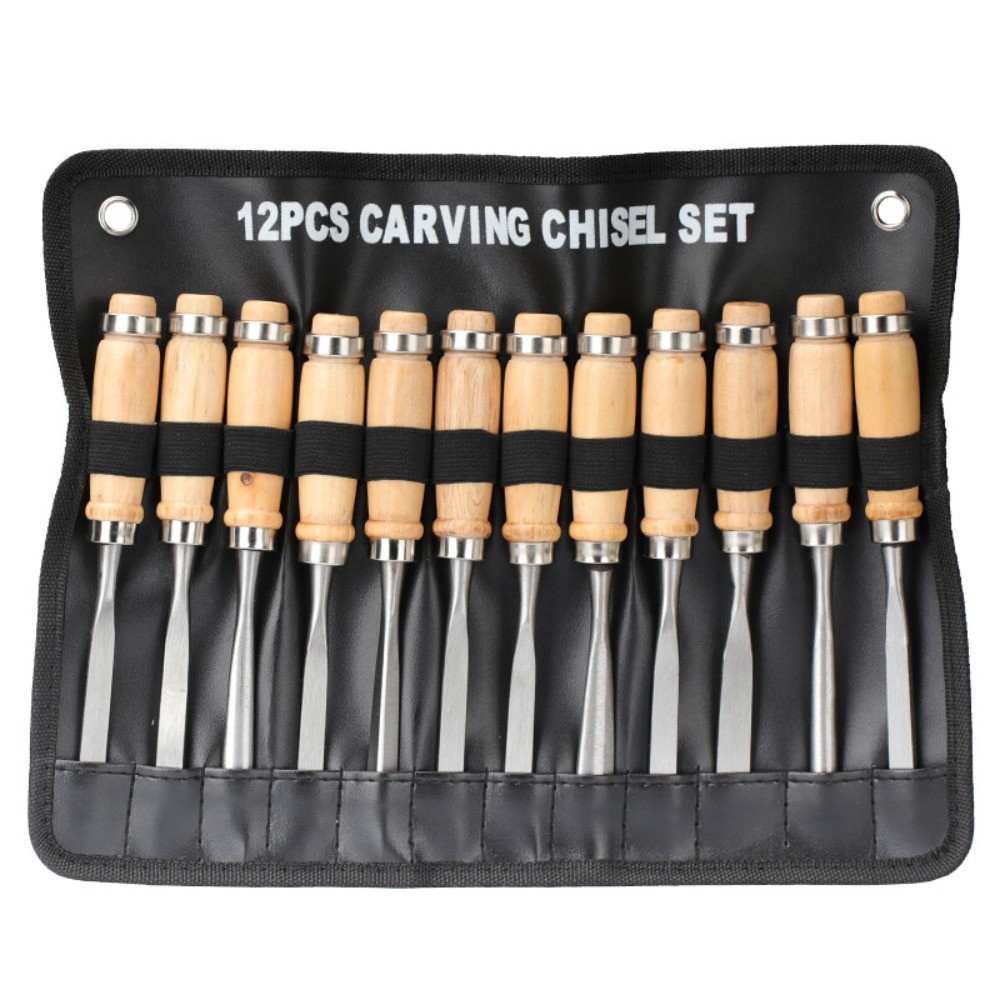 12Pcs Wood Carving Hand Chisel Set Woodworking Professional Lathe Gouges Tools