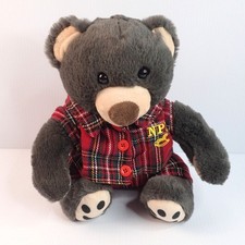 Oso de peluche de felpa con pijama a cuadros extraíble NPX logotipo de caballo mecedor 10" sentado