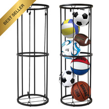 URMMIY Garage Ball Storage Rack - Wall-Mounted Vertical Medium size, black
