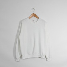 Vintage 90s Jerzees Blank Raglan Sweatshirt Mens XL - White Crewneck USA Made