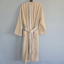 Plush Necessities Beige Belted Robe – Soft Cotton Lining, Cozy Fit, Size M