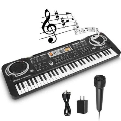 61 Key USB Electronic Digital Piano Keyboards with Microphone for Kids Beginner