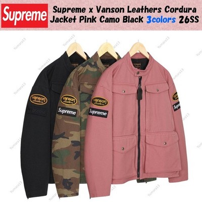 ジャケット・アウター Supreme Vanson Leathers Cordura Jacket Supreme x Vanson Leathers Cordura Jacket Pink Camo Black 3colors