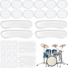 Drum Dampeners - 16 Pcs Gel Pads, round Long Silicone Drum Silencers for Tone