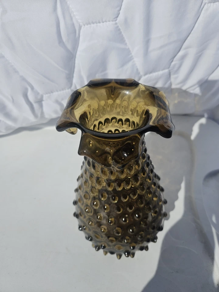 Jarrón de vidrio vintage Toscana Empoli verde Hobnail Art - años 50 italiano soplado a mano Foto 2 de 4