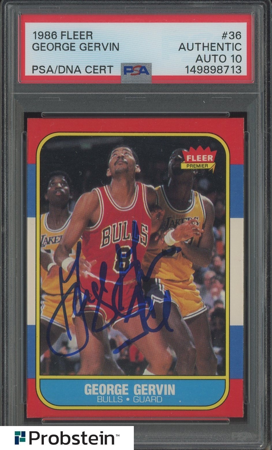 George Gervin HOF Signed Autograph 1986 Fleer Card # 36 PSA 10 Auto view 1