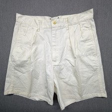 Vintage Polo Ralph Lauren Made In USA Double Pleated Chino Shorts Beige 30